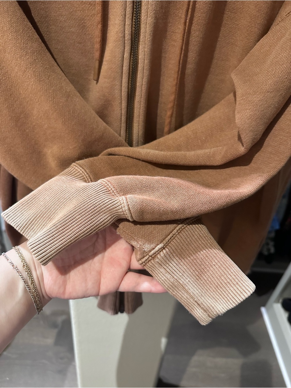 Aerie Oversized Hoodie Sweatshirt - Distressed Brown/Beige - Picture 5 of 6